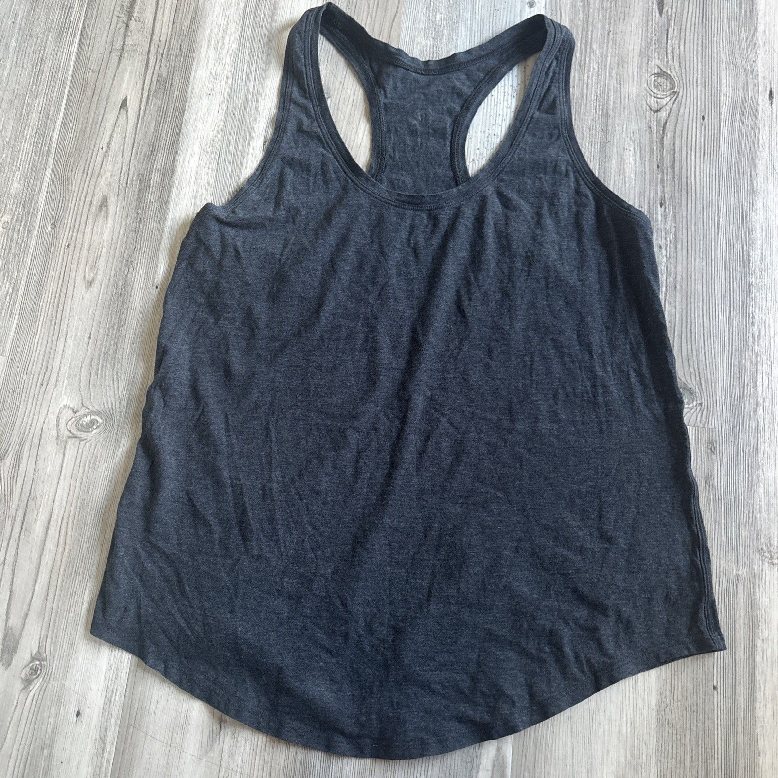Lululemon Dark Gray Racer Back Jelly Logo Workout Yoga Tank Size 6